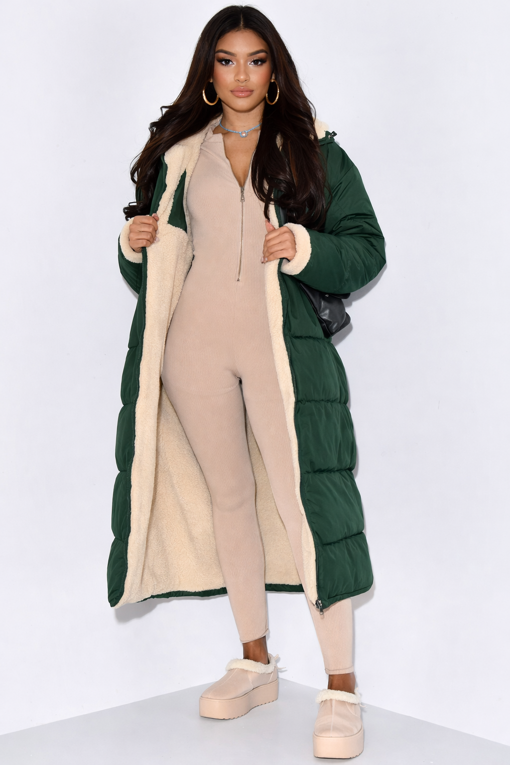 Women's Reversible Hooded Puffer Coat, Long Length
