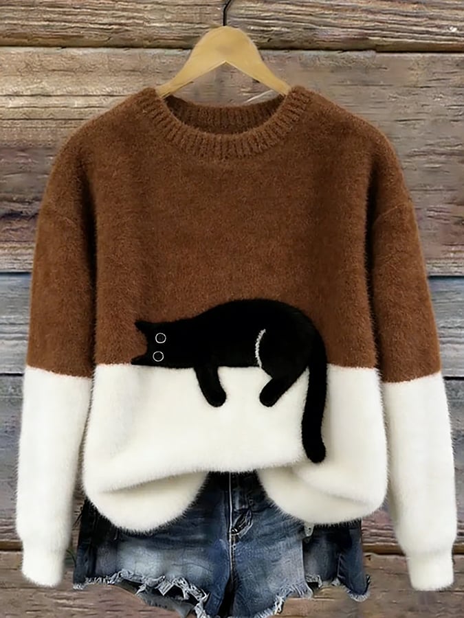 Black Cat Cosy Oversized Plush Sweatshirt