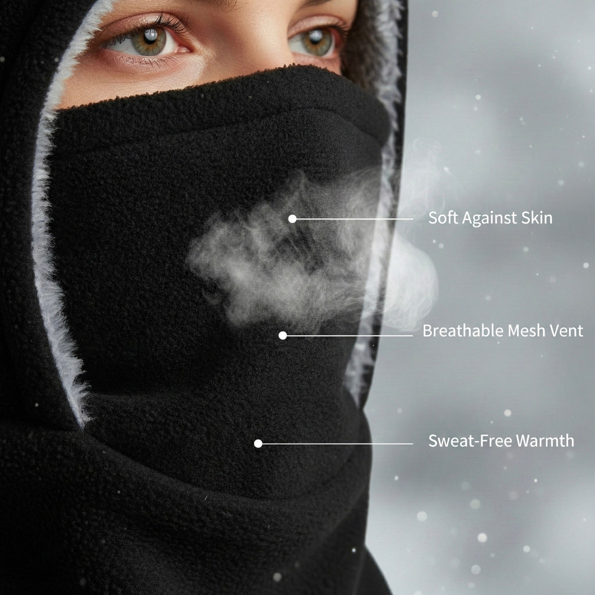 3-in-1 winter balaclava with windproof hat, face mask, and neck warmer