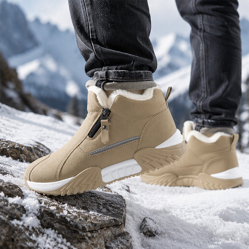 Men's Fleece-Lined Leather High-Tops | Warm Side-Zip Winter Boots – Non-Slip Grip for Cold Weather