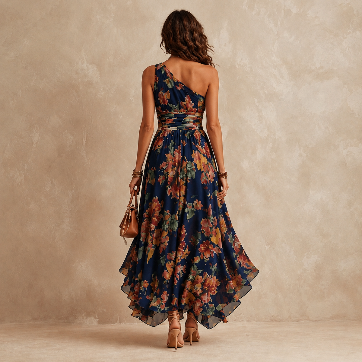 One-Shoulder Floral Maxi Dress