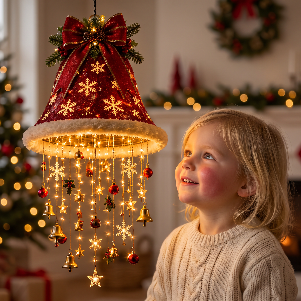 Christmas Santa Hat Lights with LED String Lights