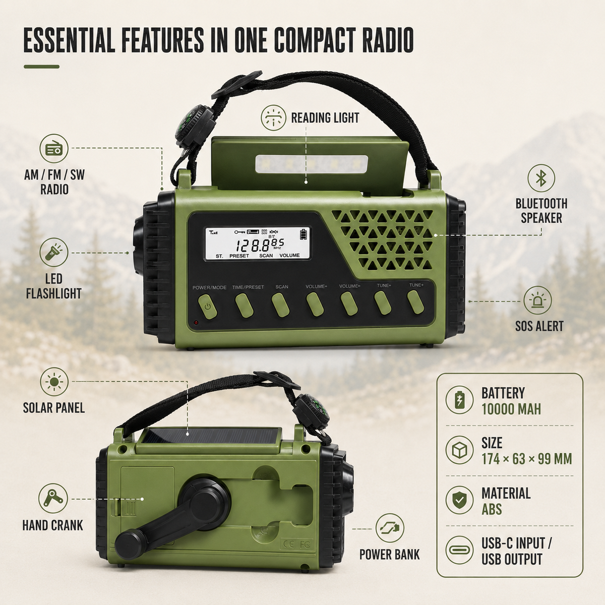 Battery-Powered Radio for Emergency Outages | Hand Crank Power Bank