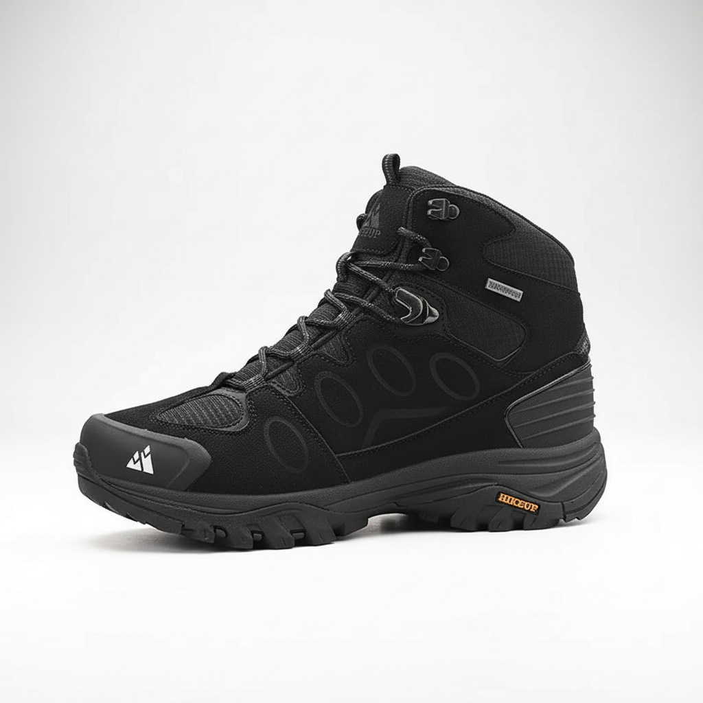Men's high hiking boot with laced closure and deep tread sole