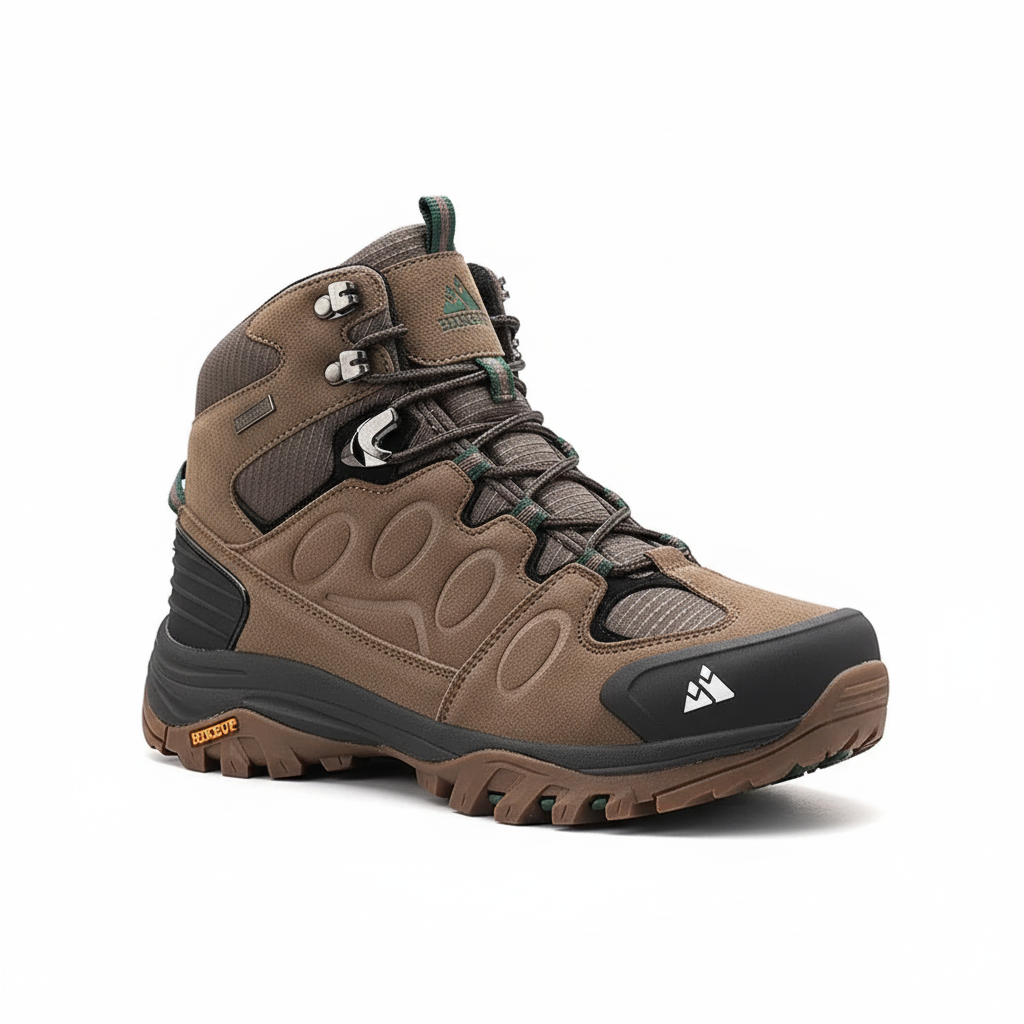 Men's high hiking boot with laced closure and deep tread sole