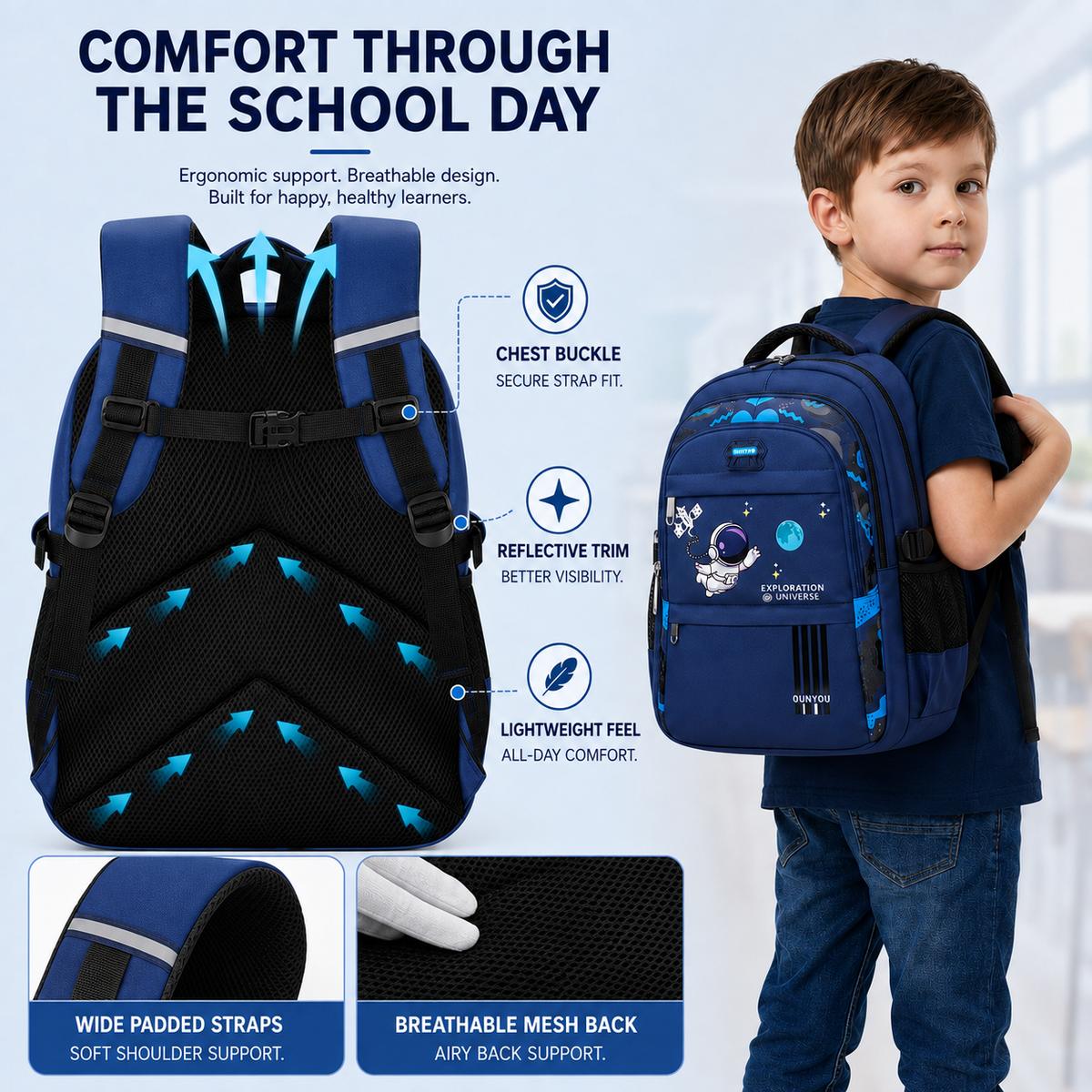 Celrien | AstroVibe Waterproof Polyester School Backpack
