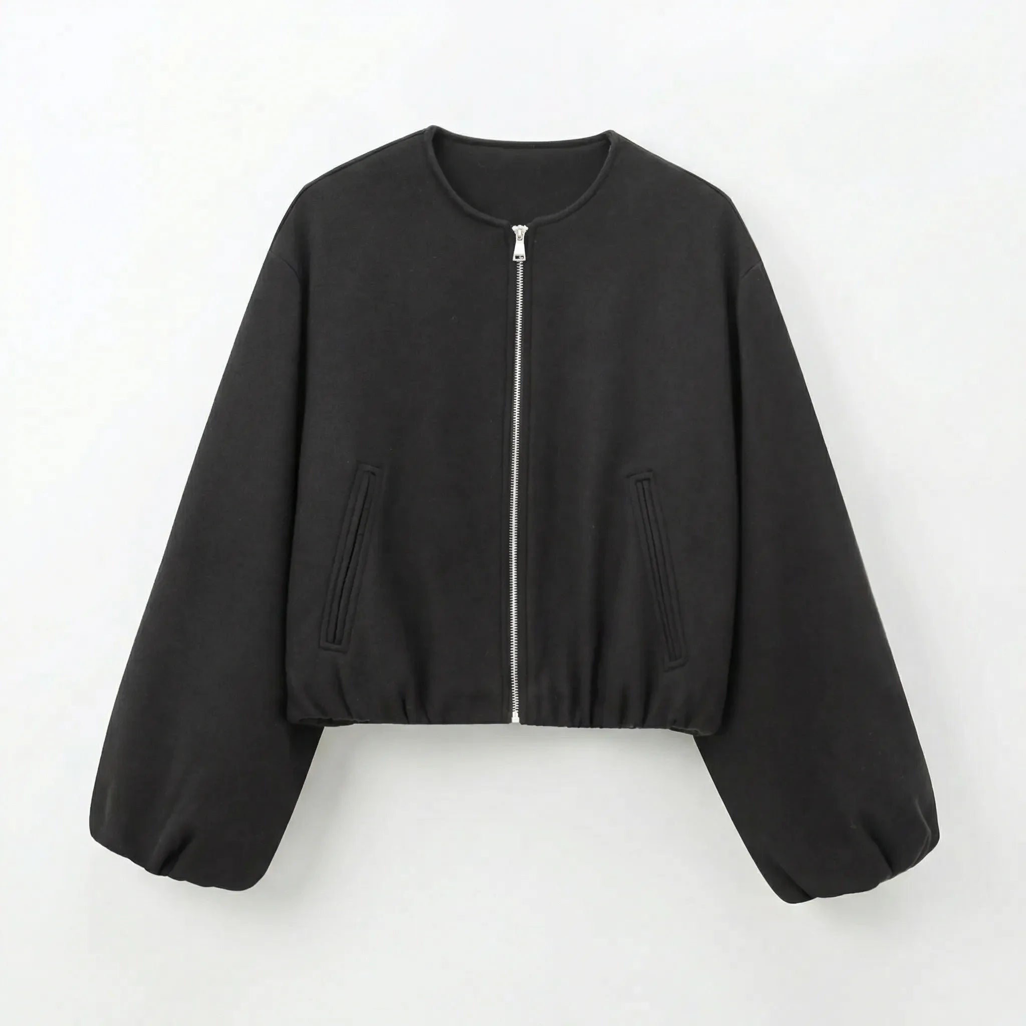 Celrien | Cropped Zip-Front Bomber Jacket