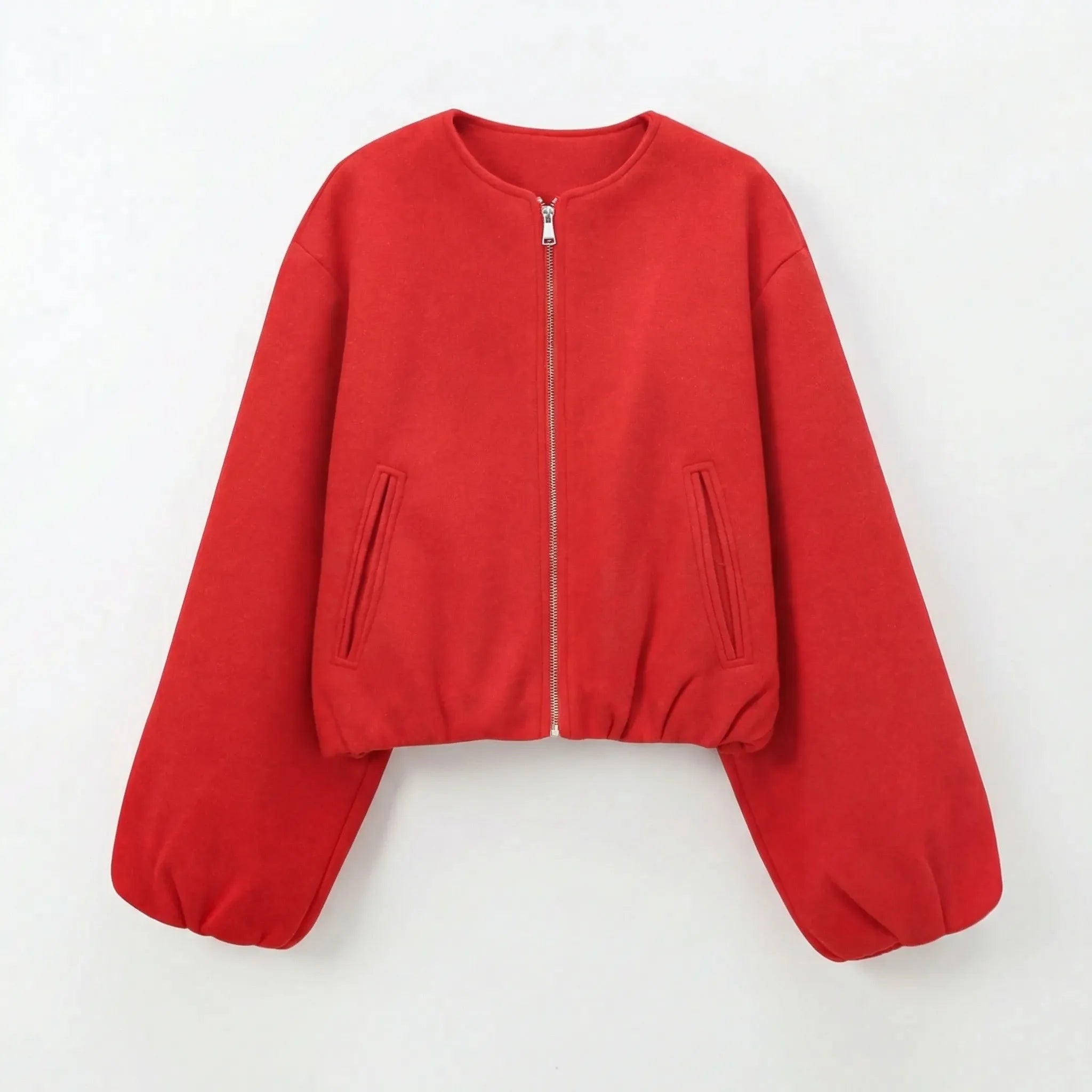 Celrien | Cropped Zip-Front Bomber Jacket