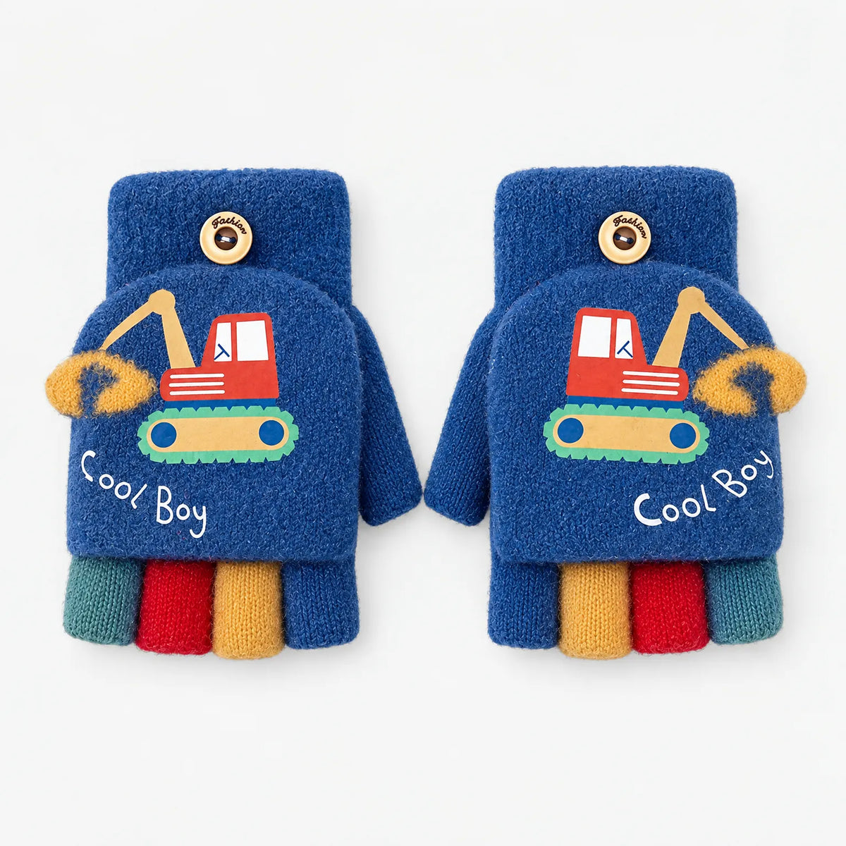 Celrien | Digglets Cartoon Excavator Print Convertible Mittens