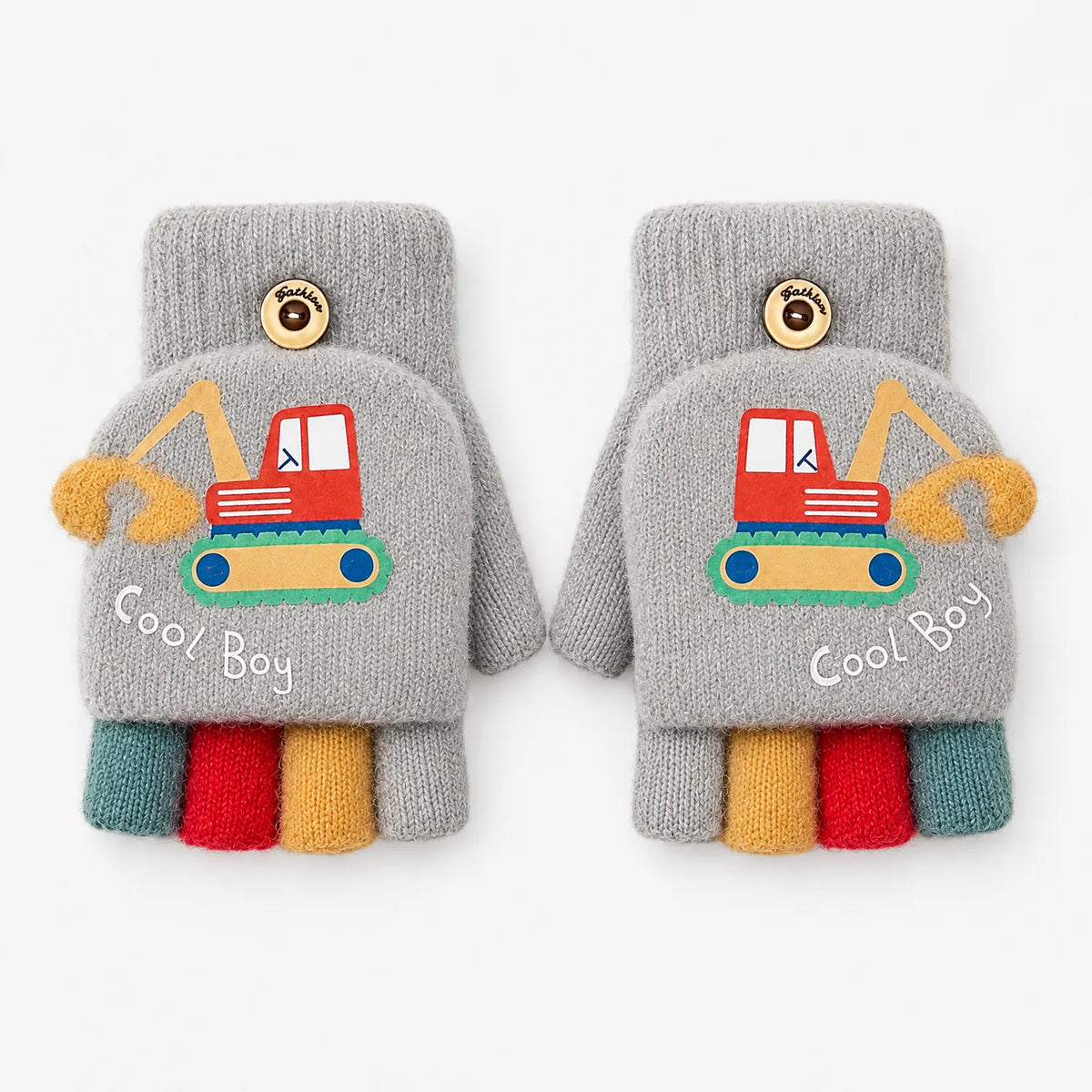 Celrien | Digglets Cartoon Excavator Print Convertible Mittens