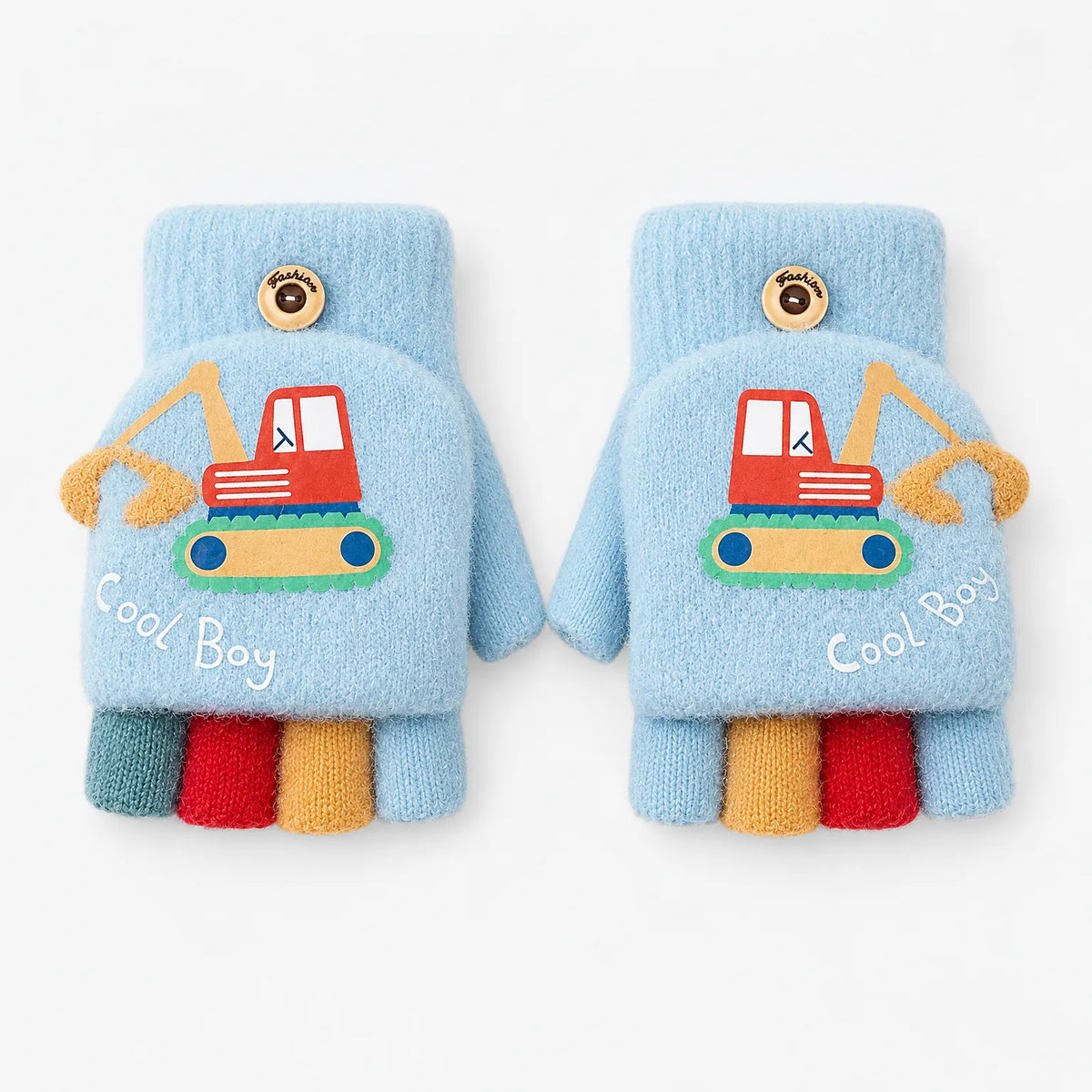 Celrien | Digglets Cartoon Excavator Print Convertible Mittens