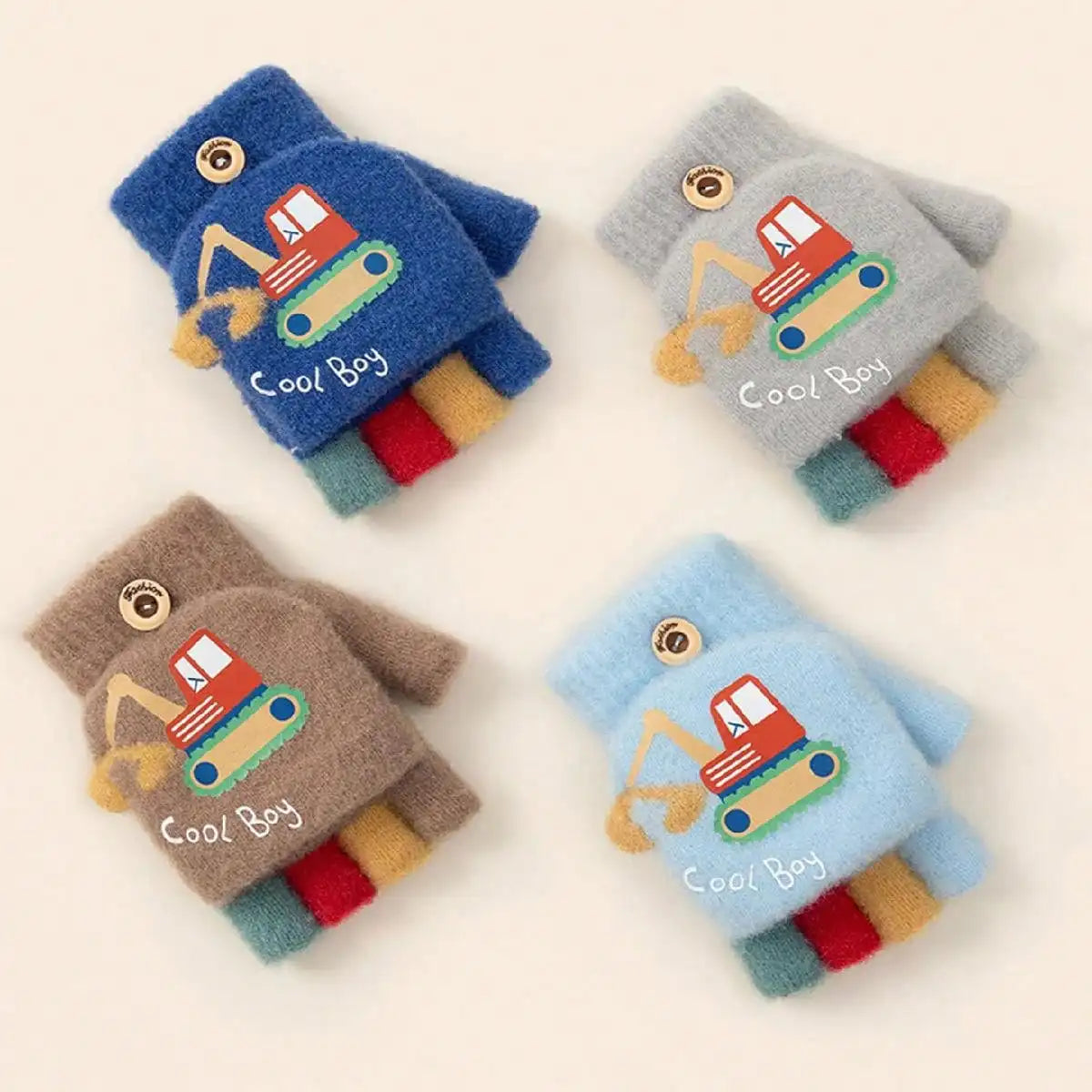 Celrien | Digglets Cartoon Excavator Print Convertible Mittens
