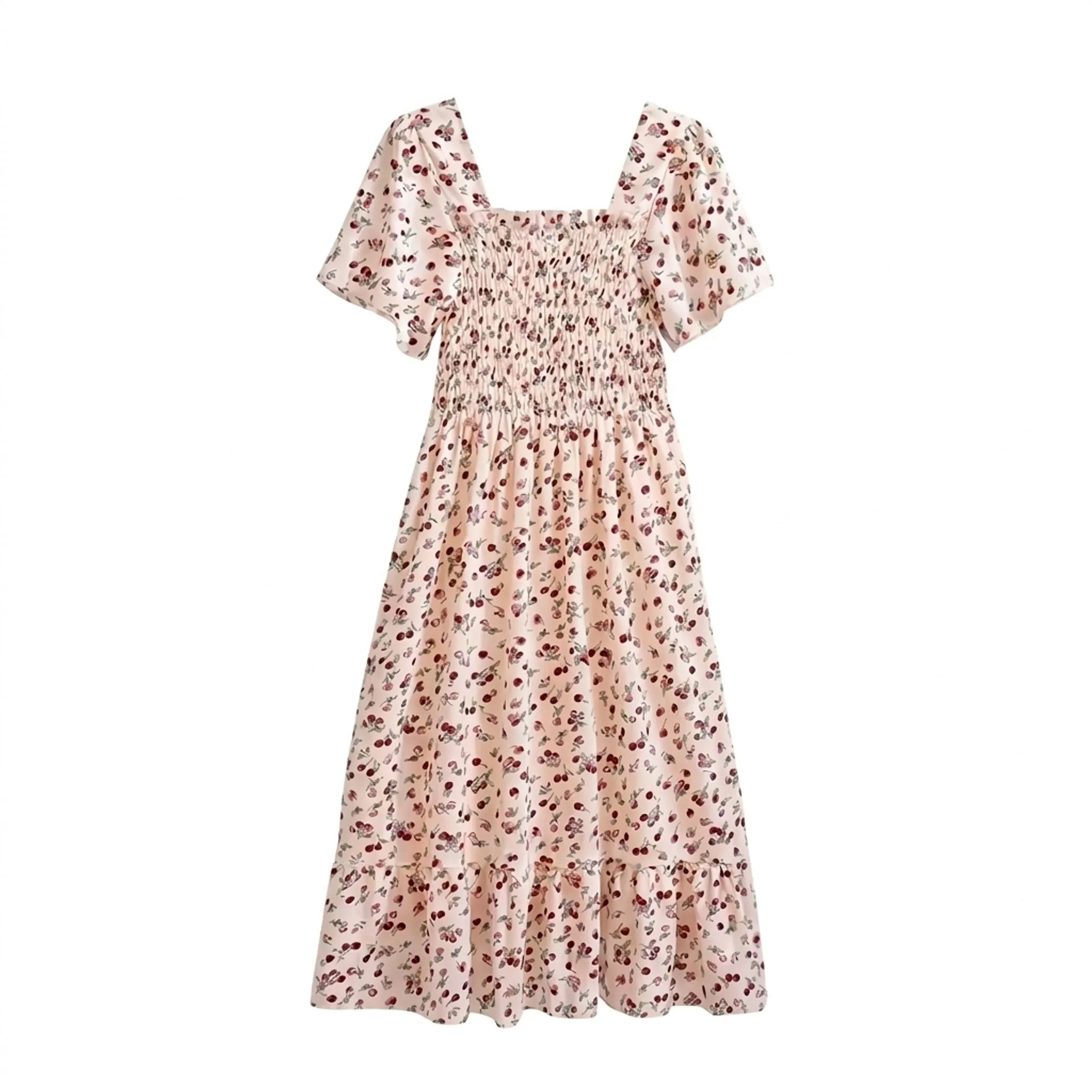Celrien | Floral Smocked Knee-Length Dress