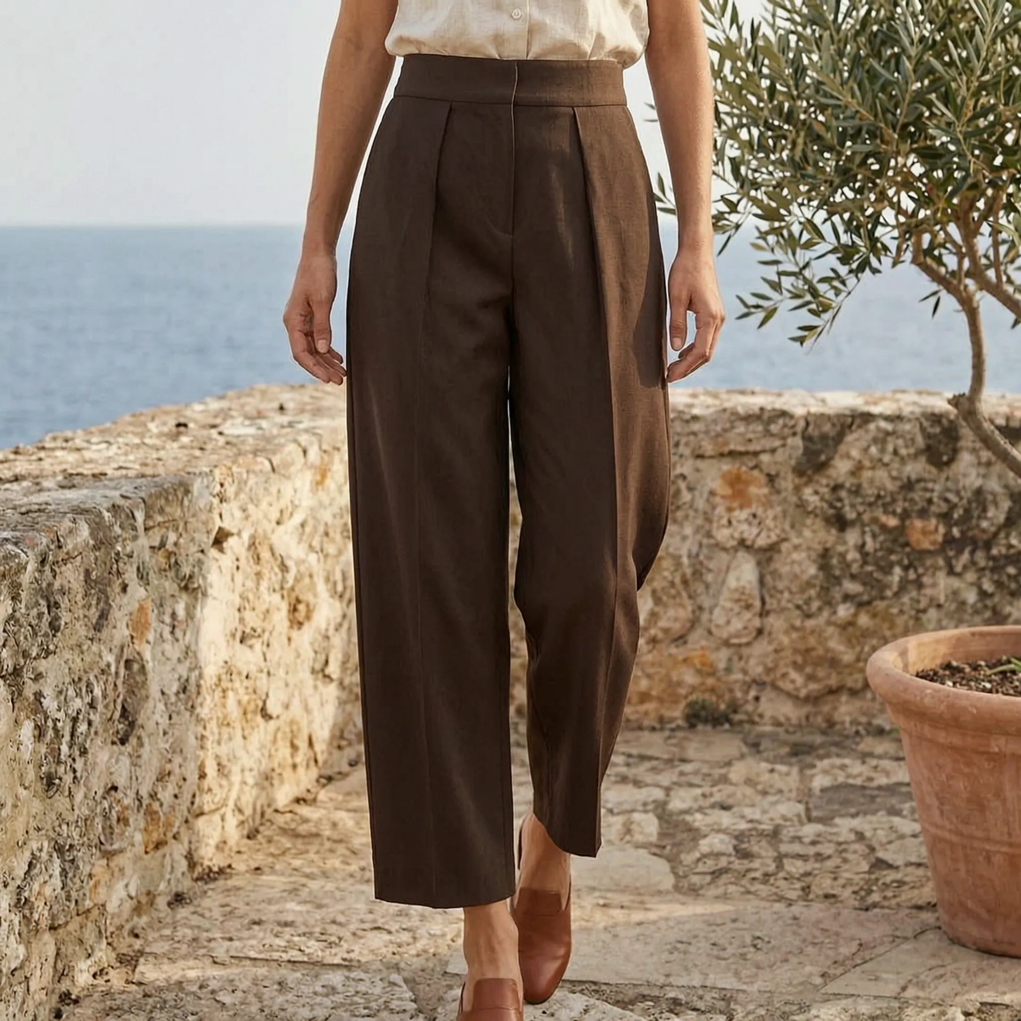 Celrien | High-Waist Pleated Balloon Trousers