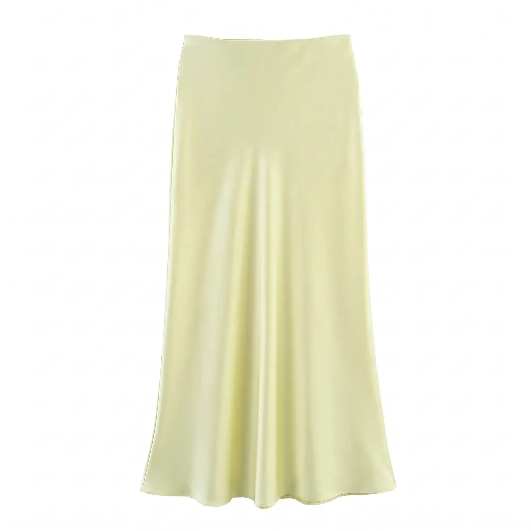 Celrien | High-Waist Satin Midi Skirt