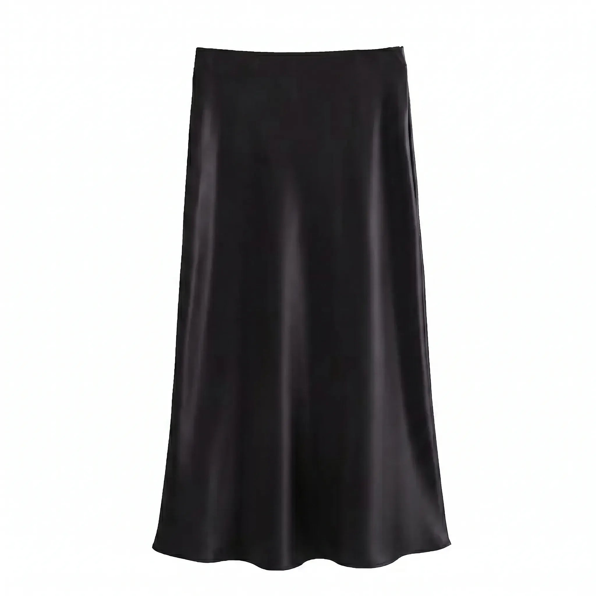 Celrien | High-Waist Satin Midi Skirt