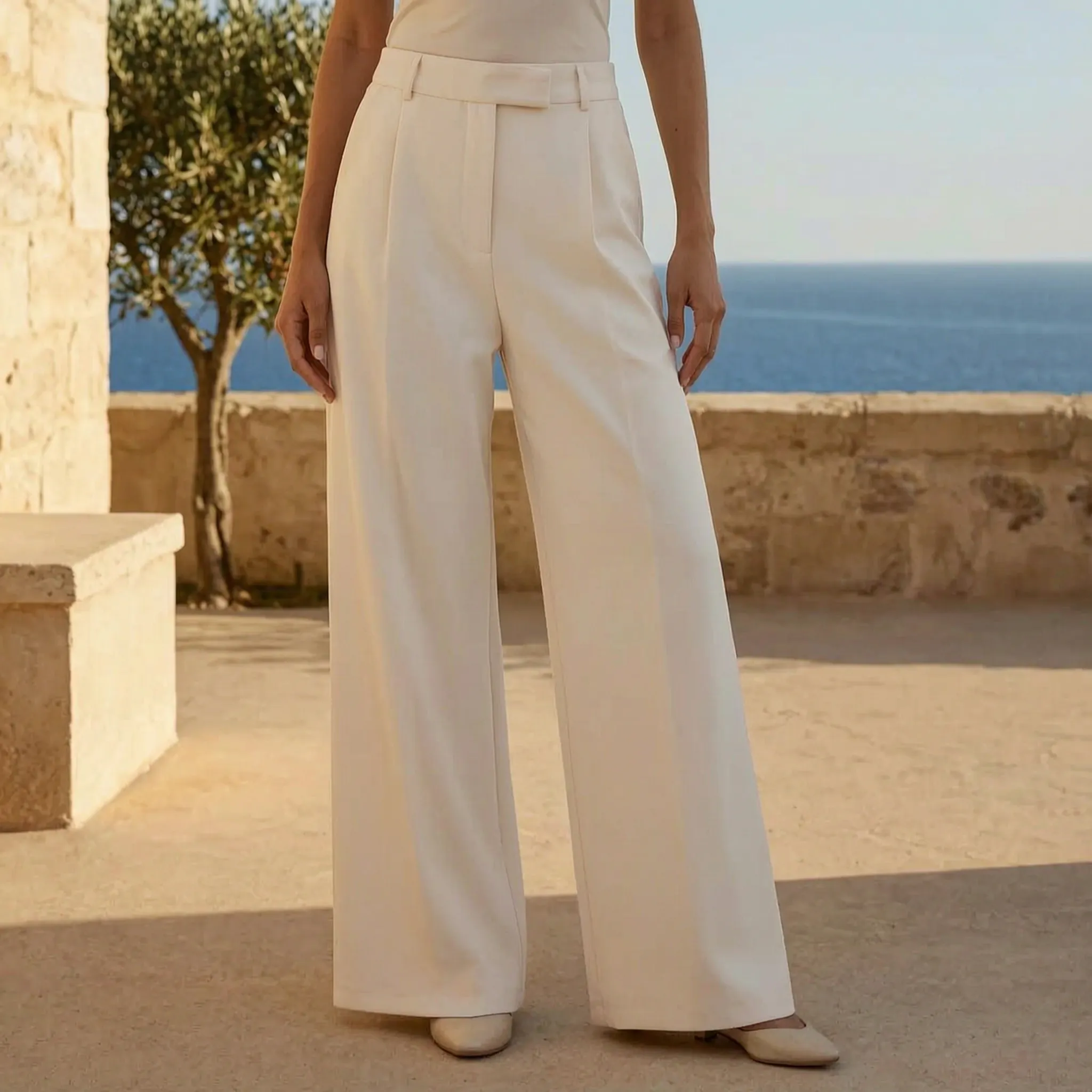 Celrien | High-Waist Straight-Leg Full-Length Trousers