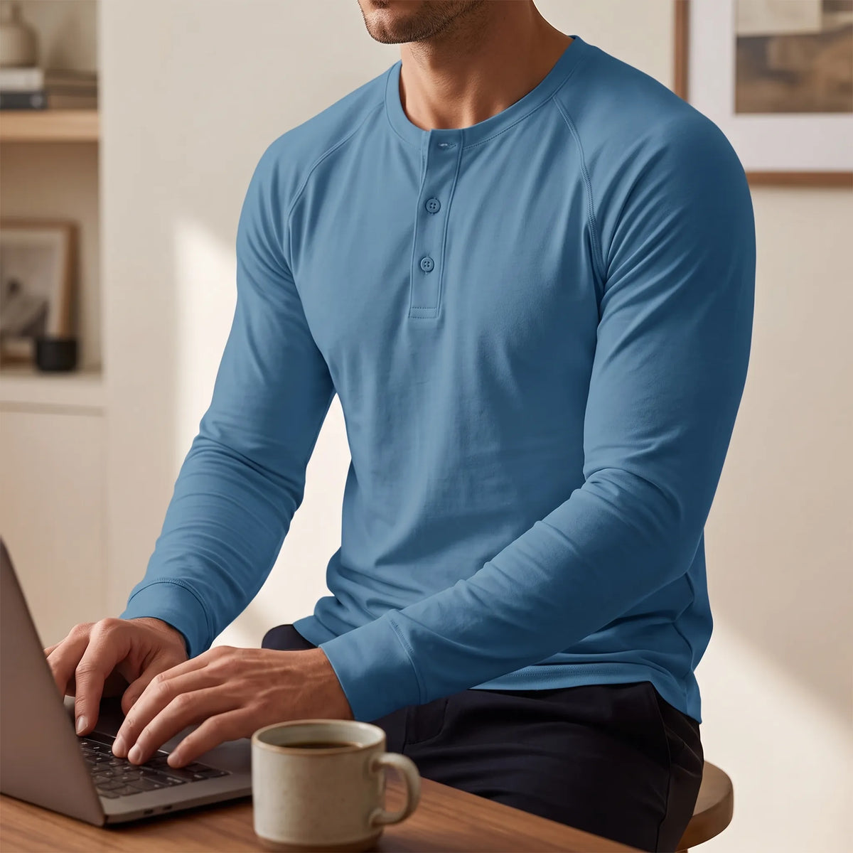 Celrien | Kaldor Men Long Sleeve Henley Shirt