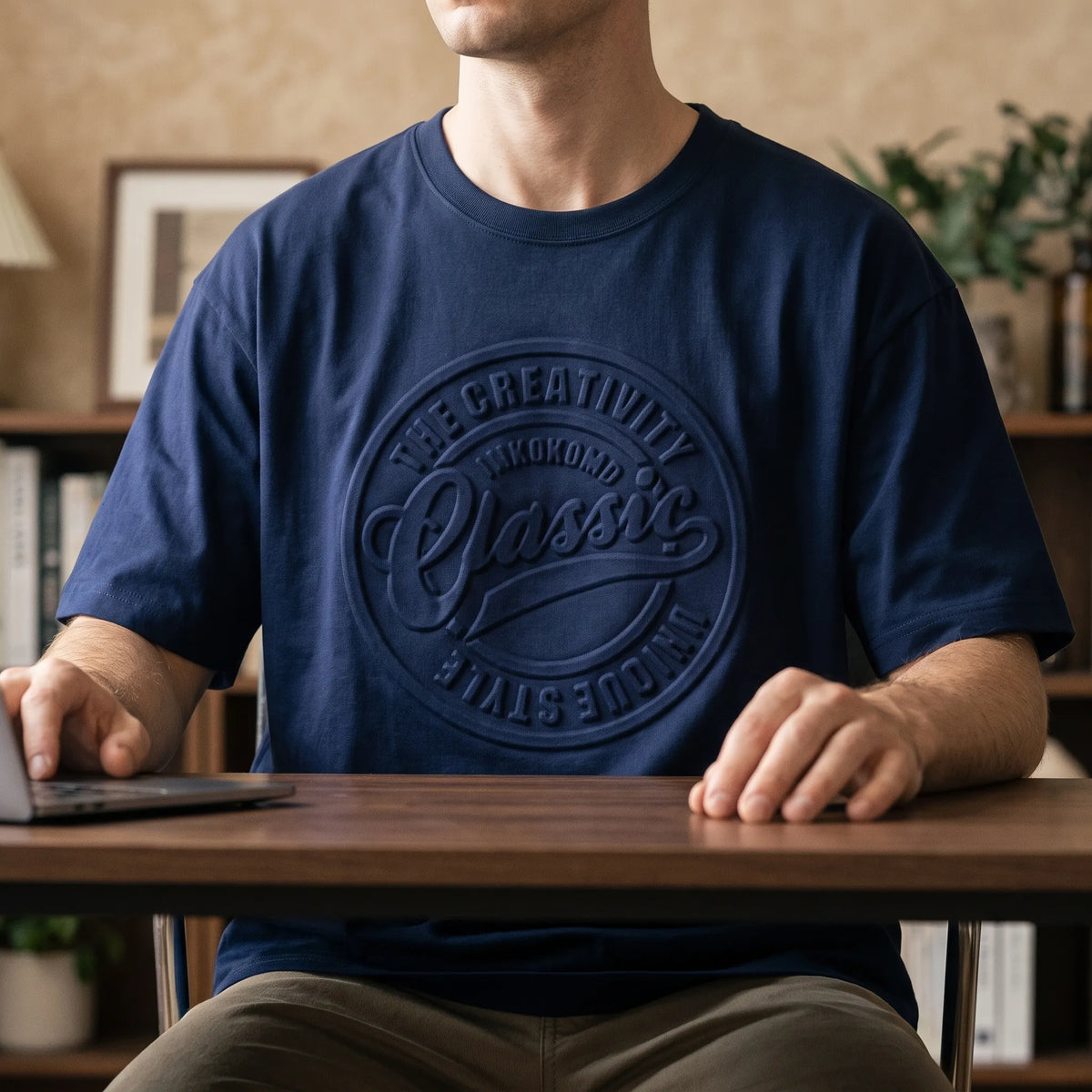 Celrien | Kestor Casual Embossed Graphic Crewneck T-Shirt