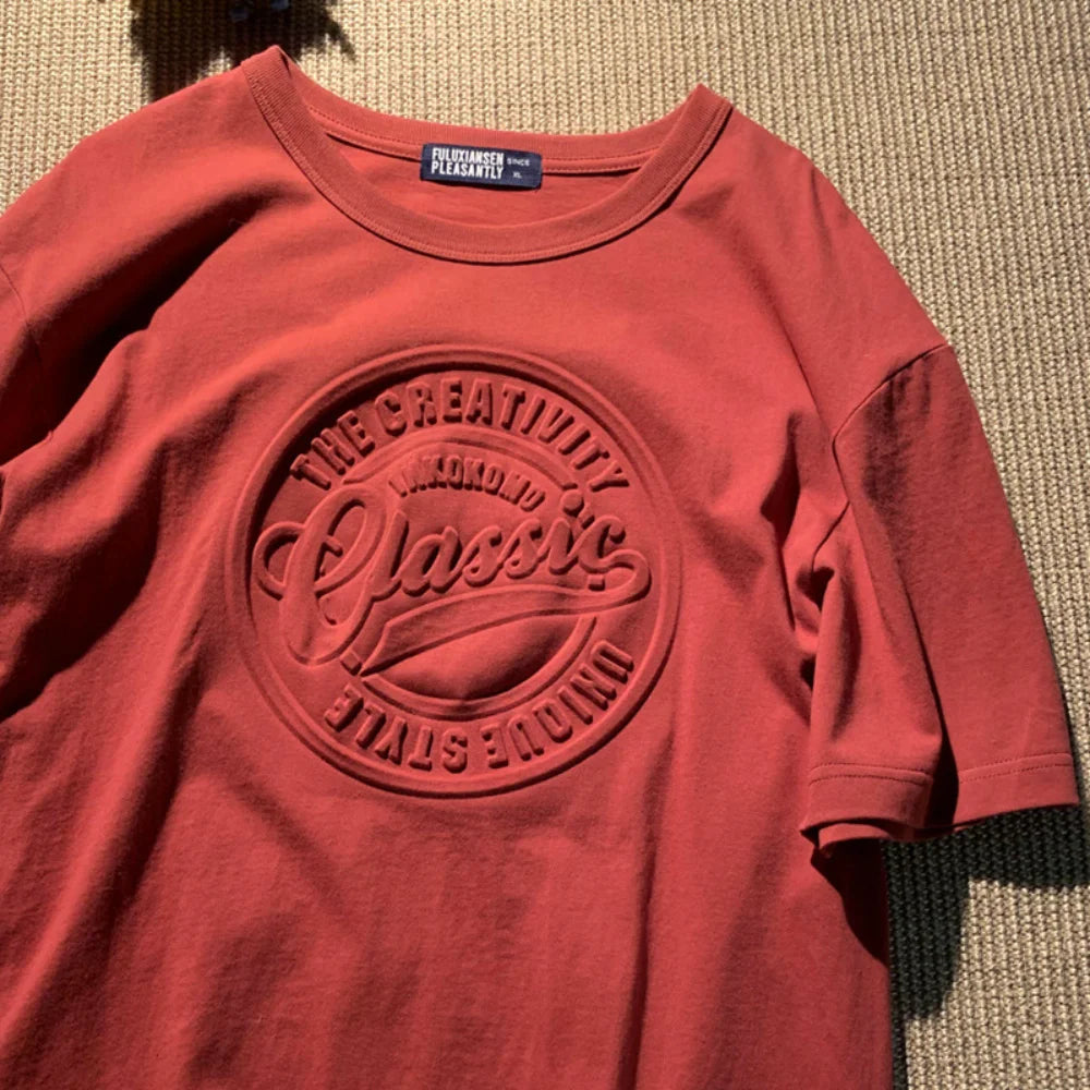 Celrien | Kestor Casual Embossed Graphic Crewneck T-Shirt