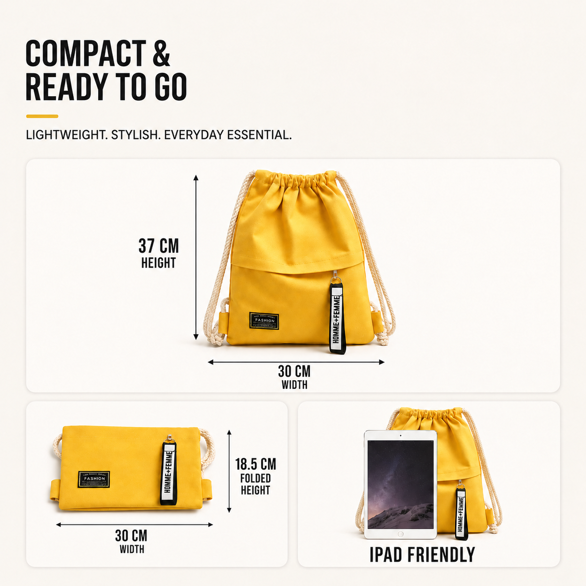 Celrien | Linenovo Soft Linen Drawstring Backpack