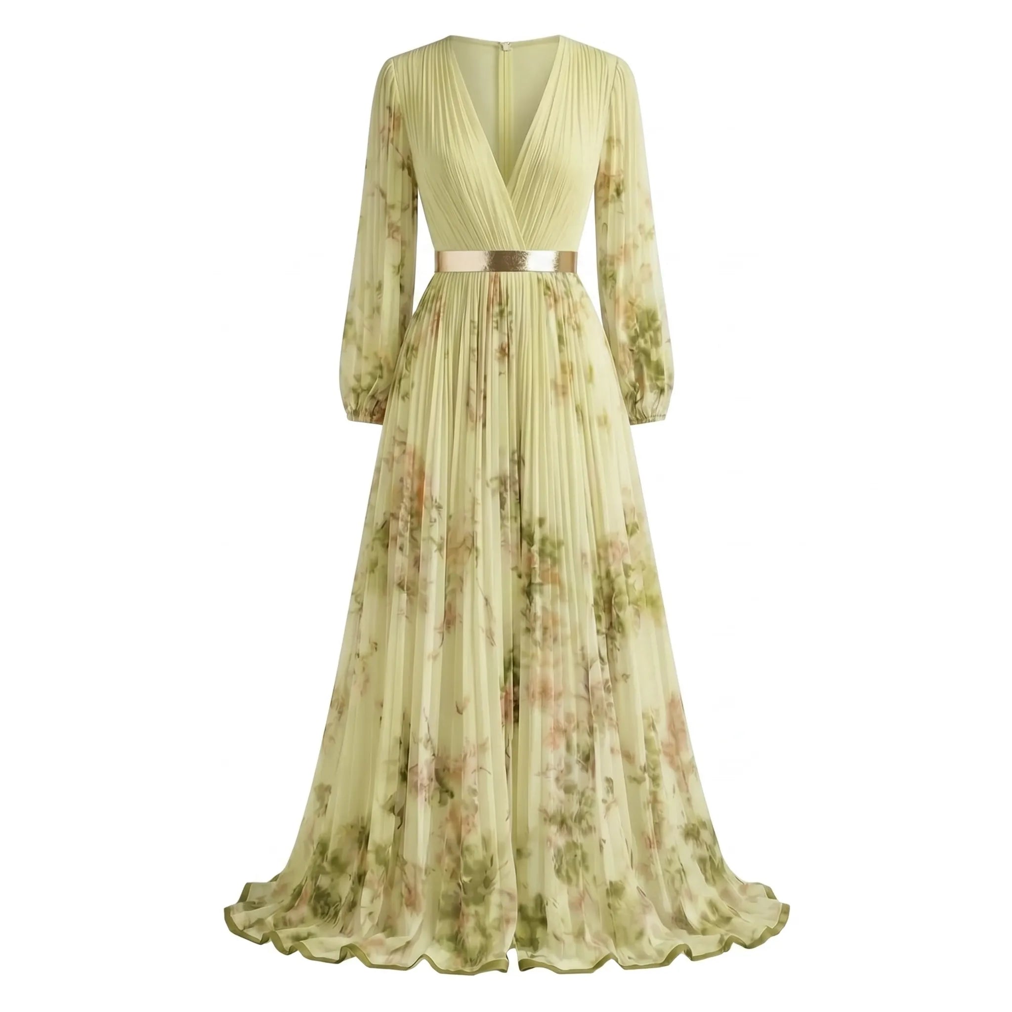 Celrien | Long Sleeve Pleated Maxi Dress