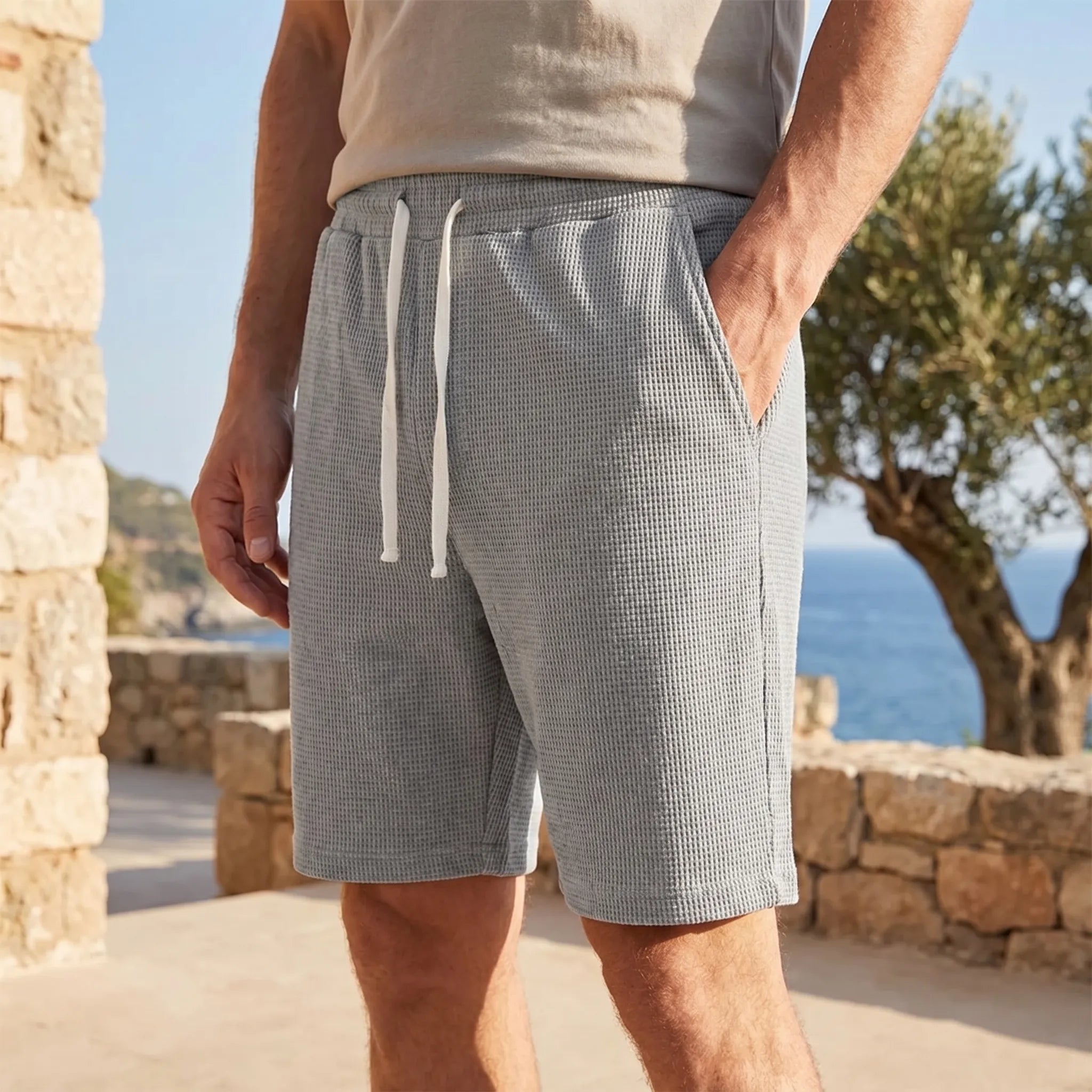 Celrien | Loose Fit Waffle Texture Shorts