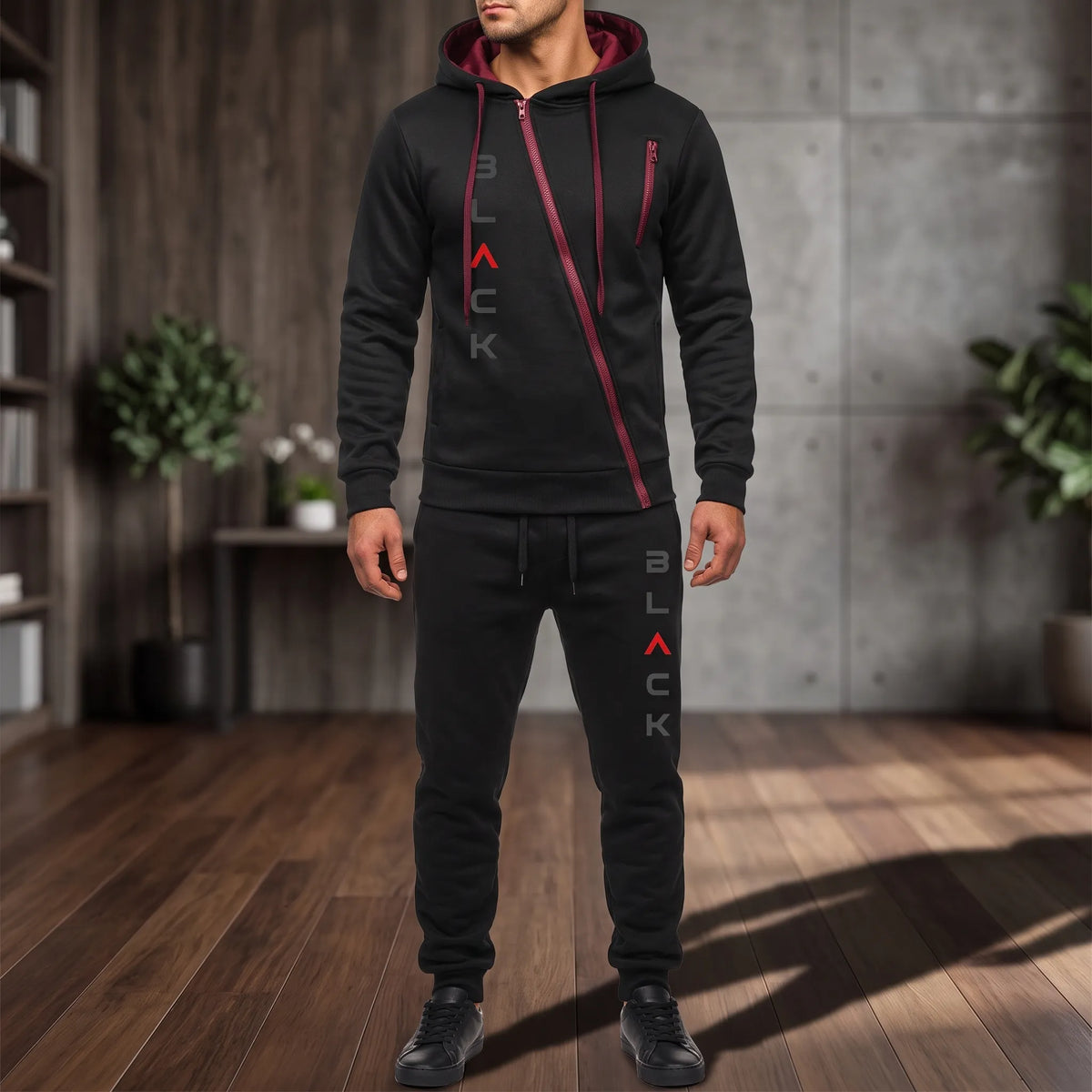 Celrien | Rovento Asymmetric Zip Hooded Tracksuit Set