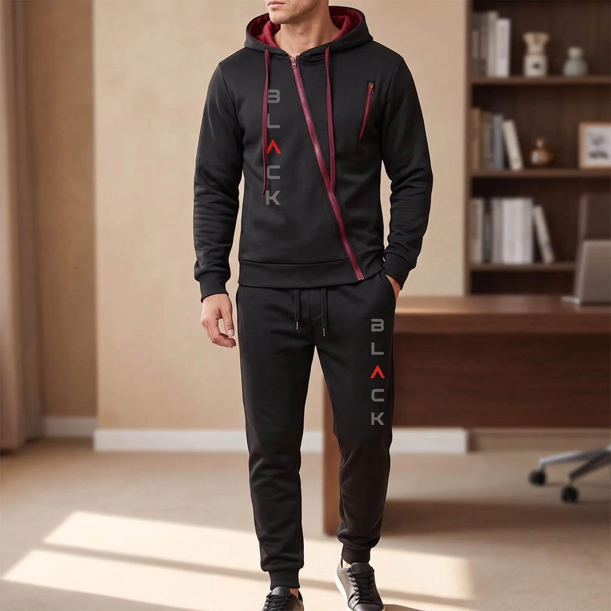 Celrien | Rovento Asymmetric Zip Hooded Tracksuit Set