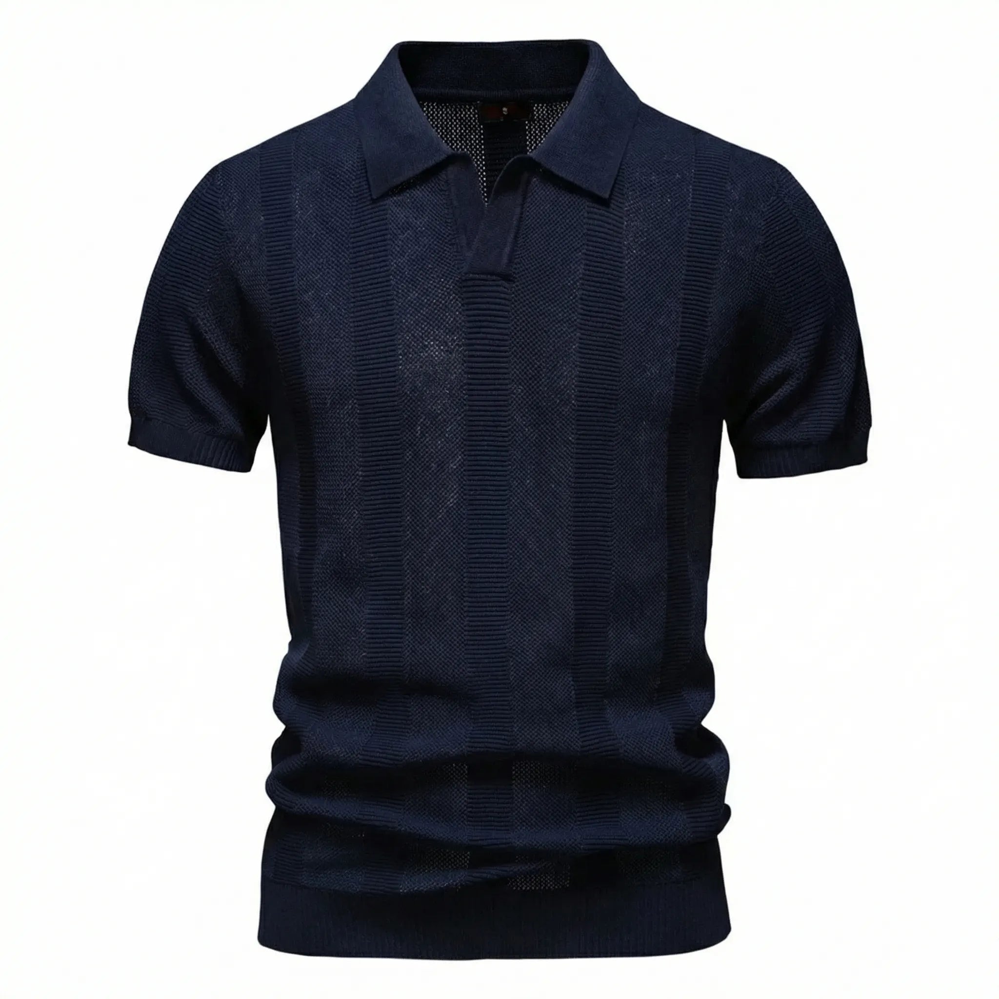 Celrien | Striped Knit Polo With Open Collar