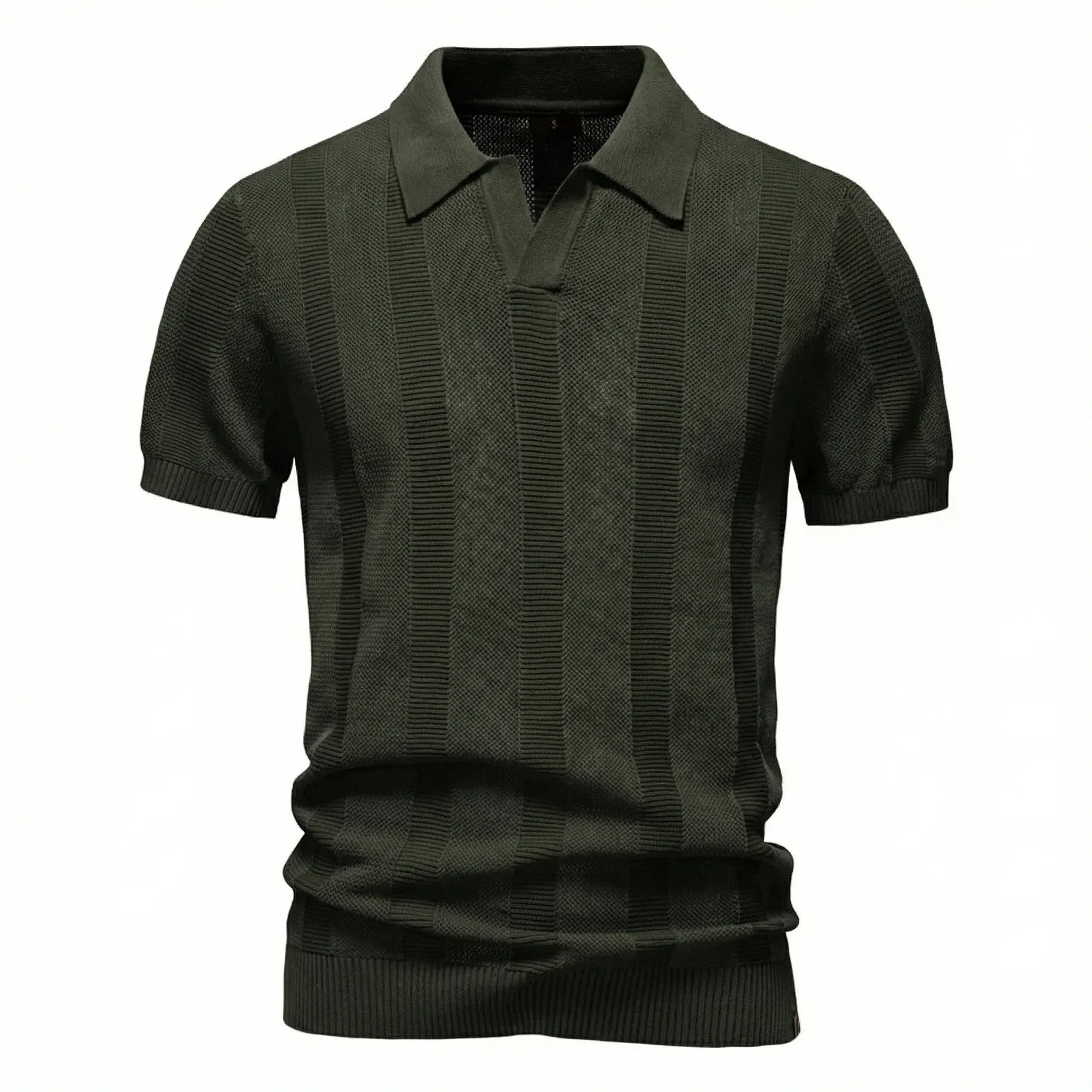 Celrien | Striped Knit Polo With Open Collar