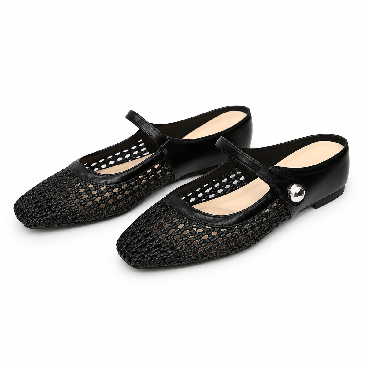Woven Fabric Clogs with Square Toe