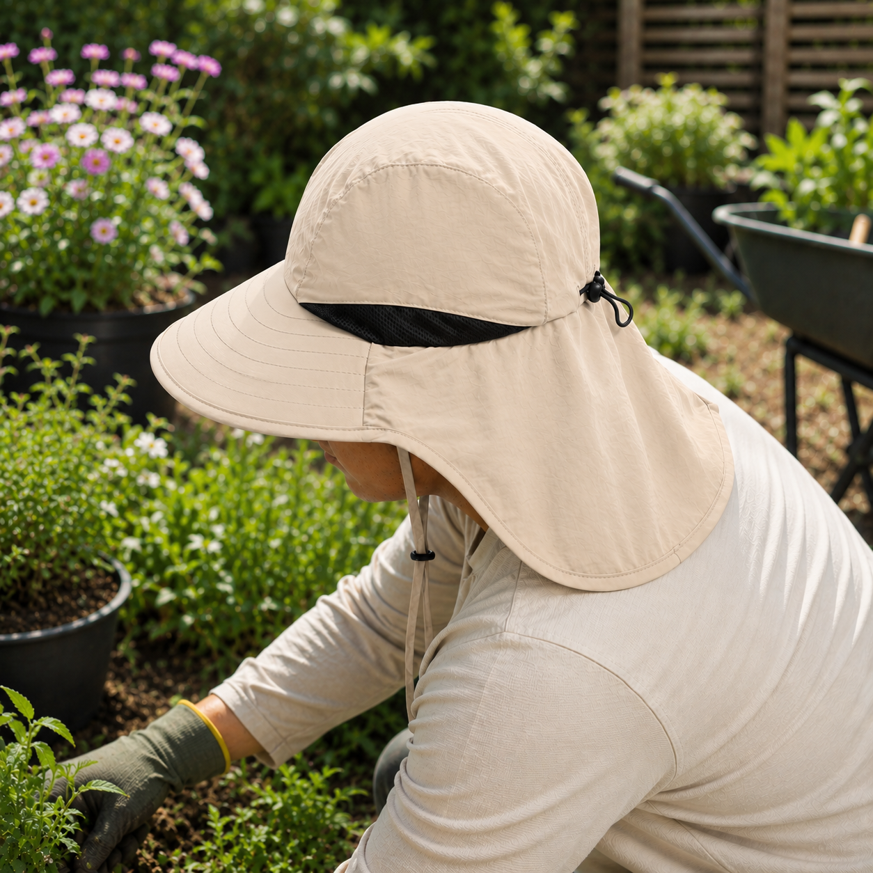 Celrien | Brimveil Gardening Sun Hat with Neck Flap | UPF 50+