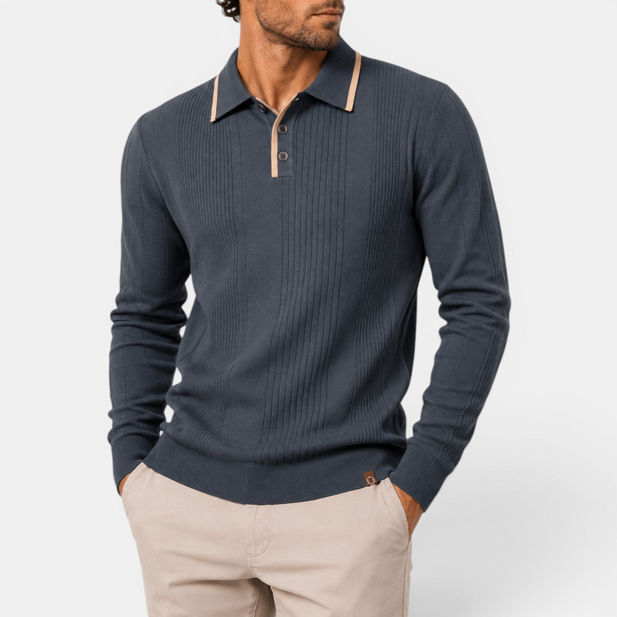 Celrien | Men’s Slim Fit Long Sleeve Polo Shirt for Smart Casual Wear