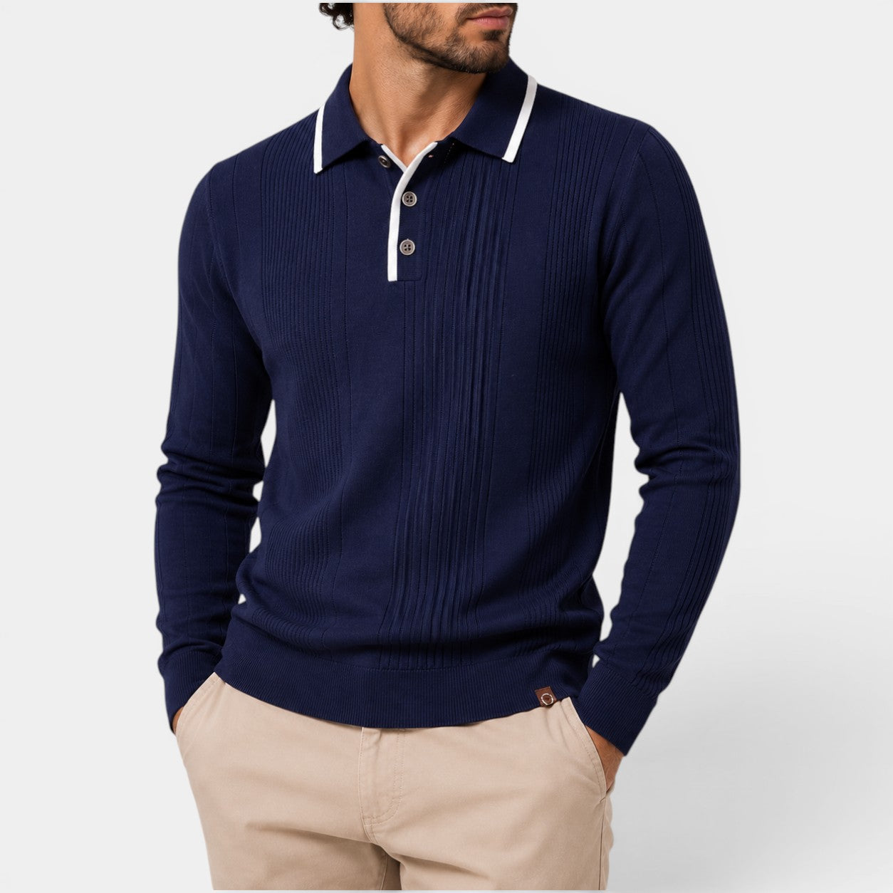 Celrien | Men’s Slim Fit Long Sleeve Polo Shirt for Smart Casual Wear