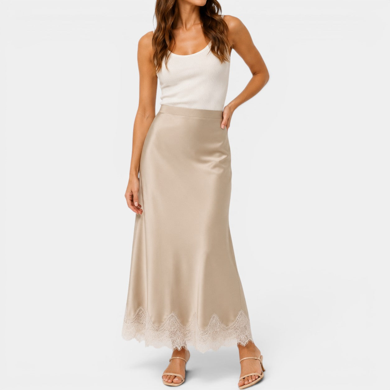 Celrien | Women’s High Waist A-Line Midi Skirt Comfortable Daily Wear