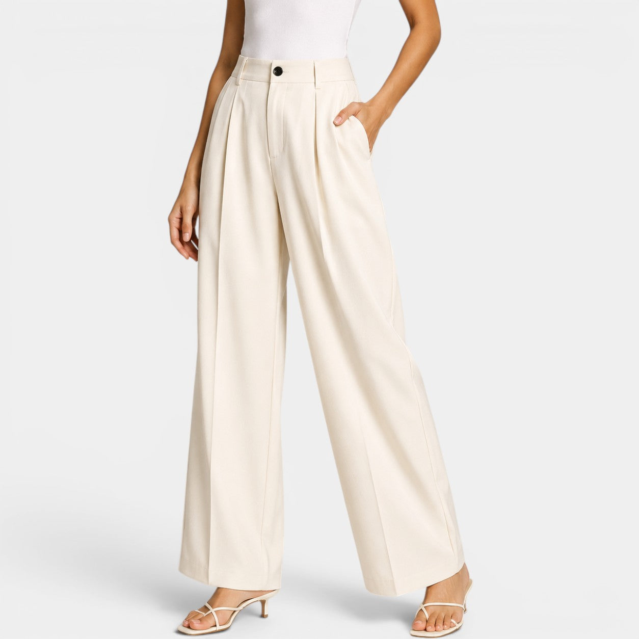 Celrien | Women’s Loose Wide Leg Pants Comfortable Pleated Daily Trousers