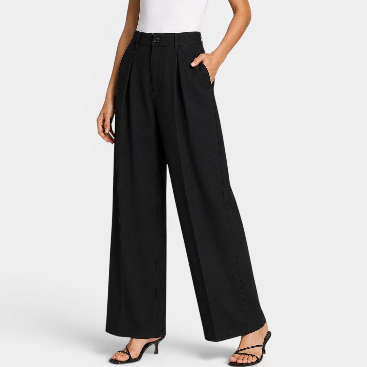 Celrien | Women’s Loose Wide Leg Pants Comfortable Pleated Daily Trousers
