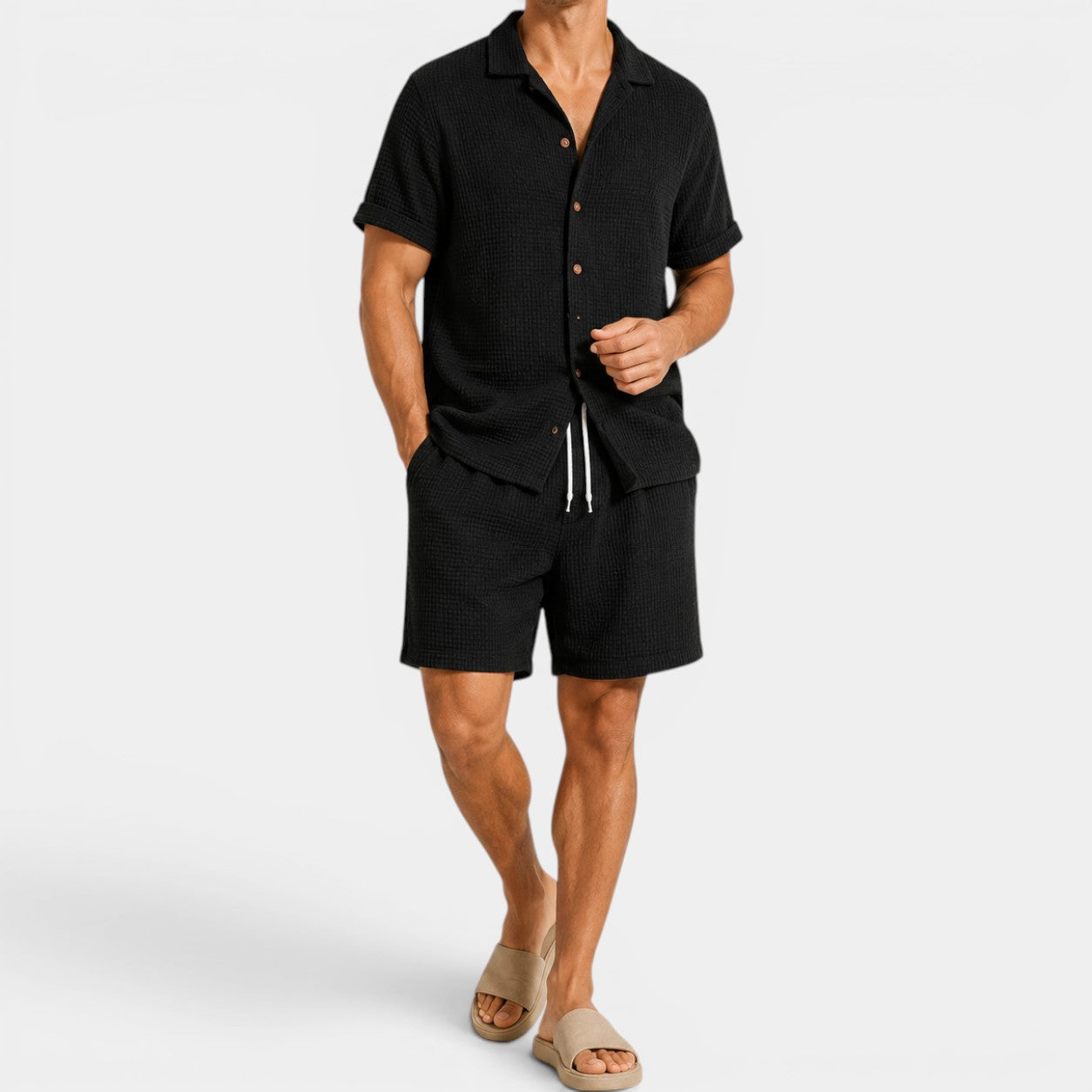Celrien | Men’s Summer Set Lightweight Shirt Shorts Casual Daily Wear