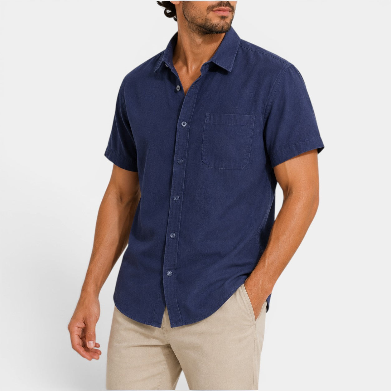 Celrien | Men’s Lightweight Linen Shirt Short Sleeve Summer Casual Wear