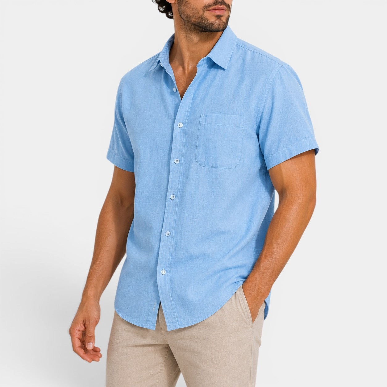 Celrien | Men’s Lightweight Linen Shirt Short Sleeve Summer Casual Wear