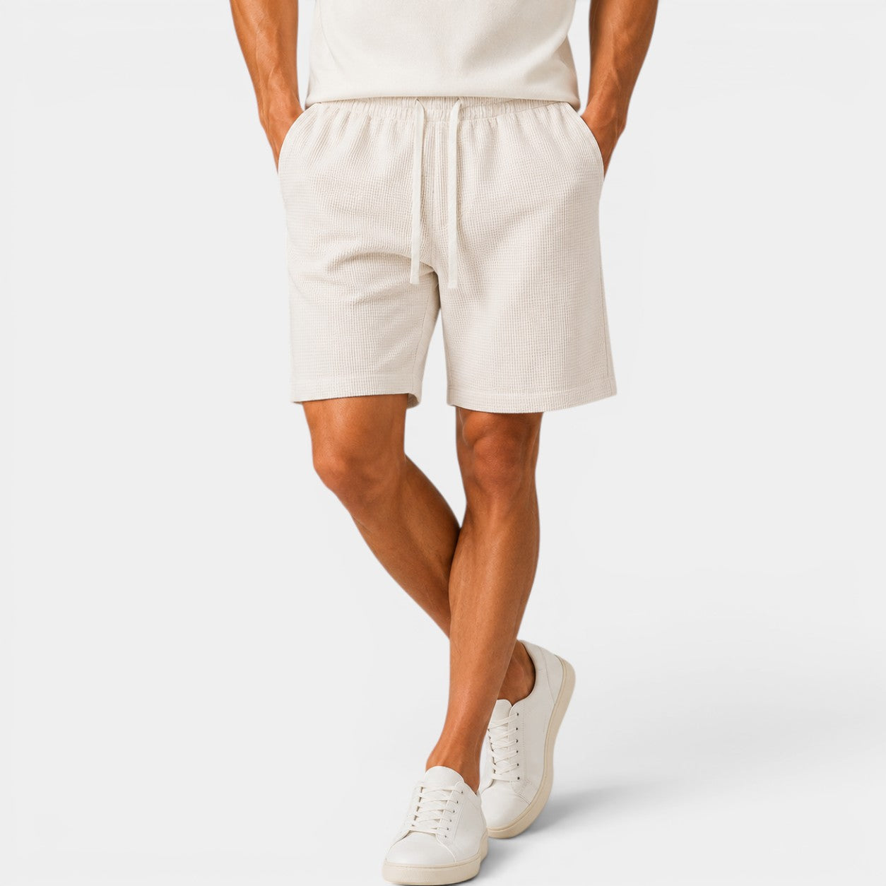 Celrien | Men’s Waffle Drawstring Shorts Loose Comfort Vacation Wear