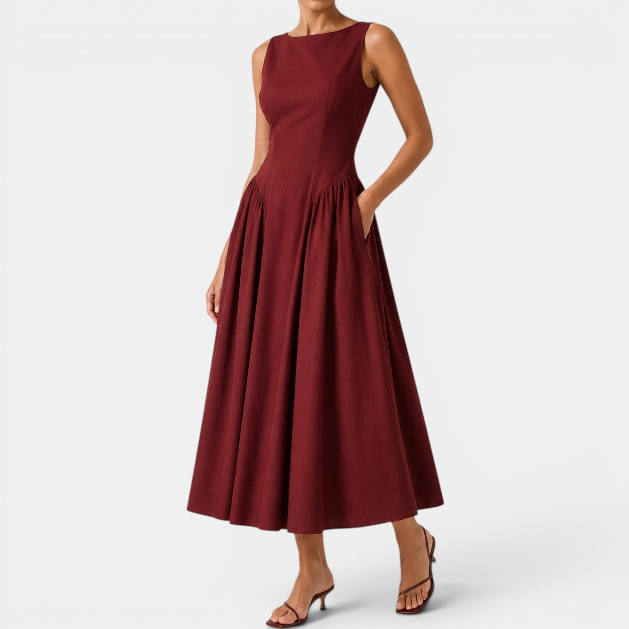 Celrien | Women’s Sleeveless Long Dress Flattering Waist-Fit Formal Style