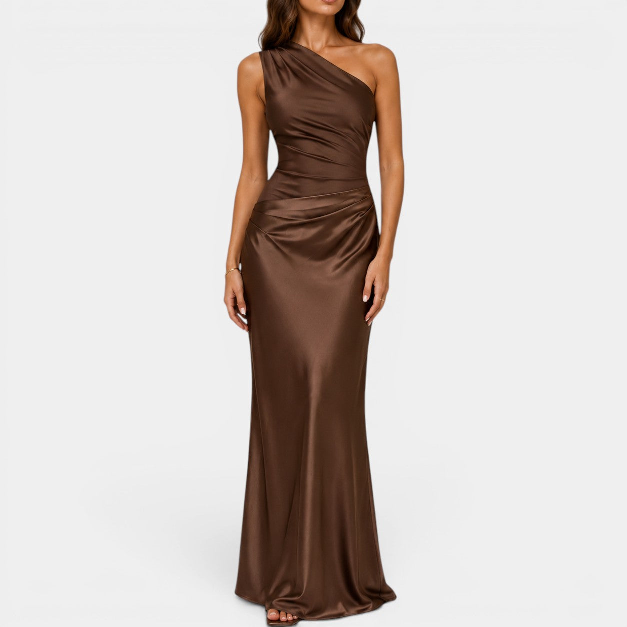 Celrien | Women's Elegant One Shoulder Neck Pleated Party Maxi Dress