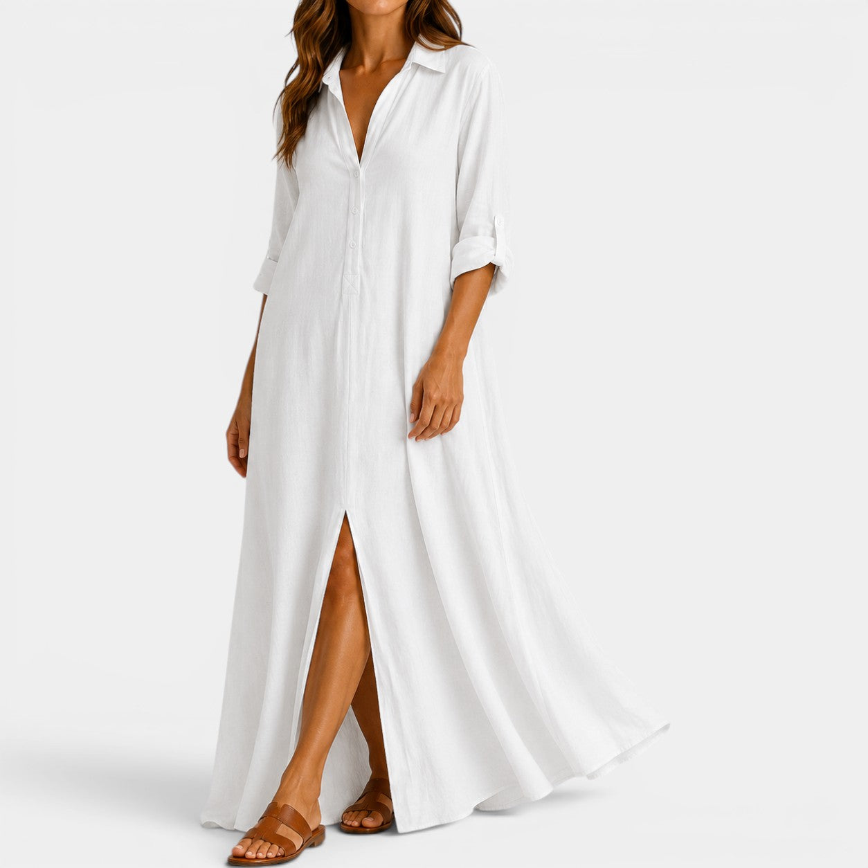Celrien | Women's Linen Long Shirt Dress