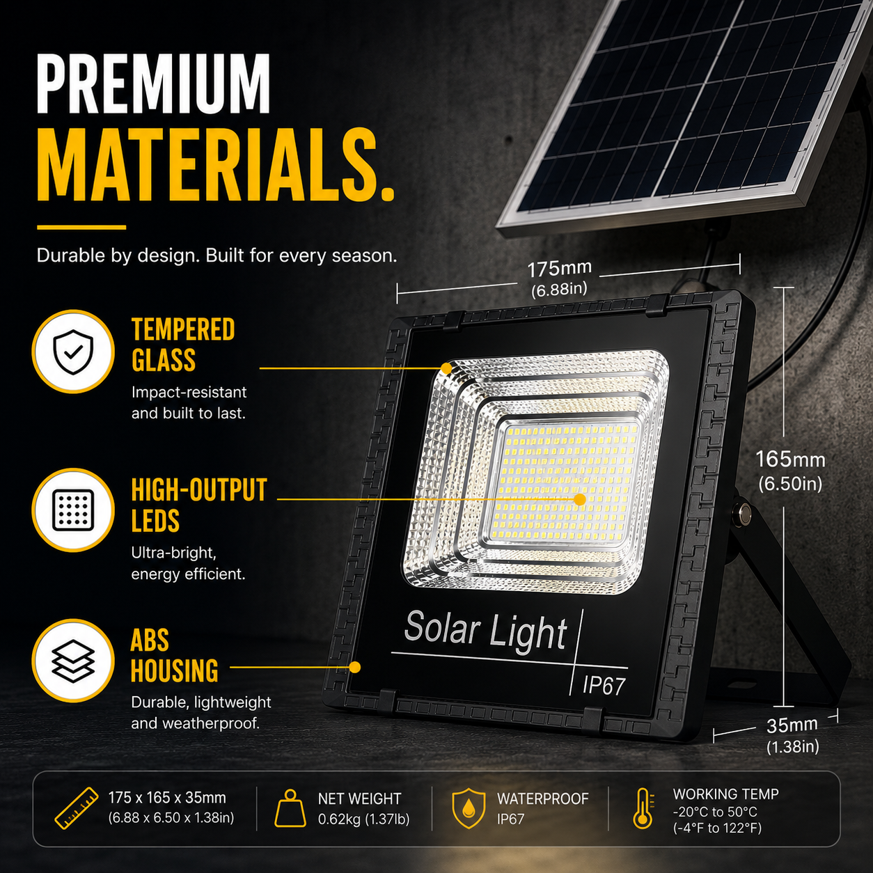 Celrien | Soluxe Solar-Powered Outdoor Flood Light With Remote
