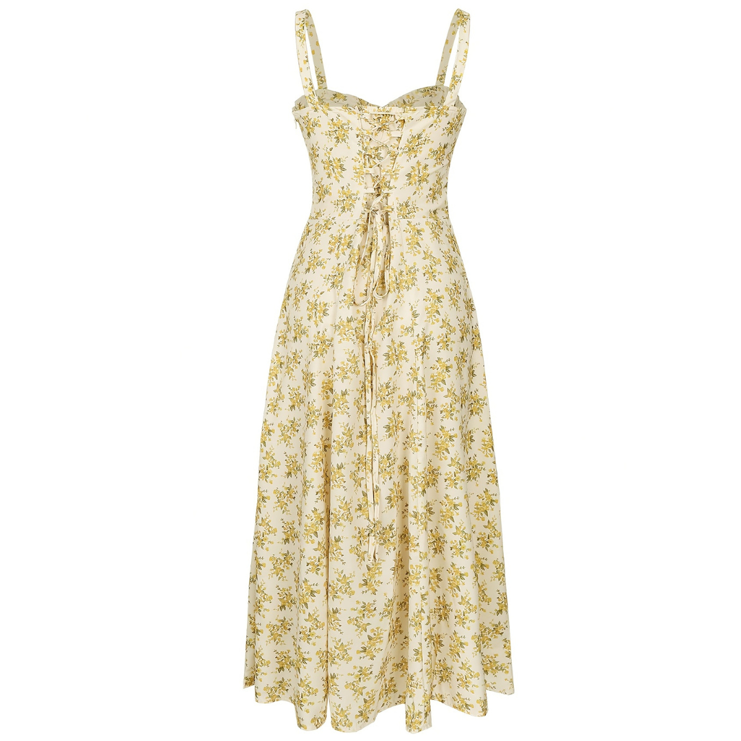 Celrien | Women’s Summer Floral Midi Dress Spaghetti Strap Pleated
