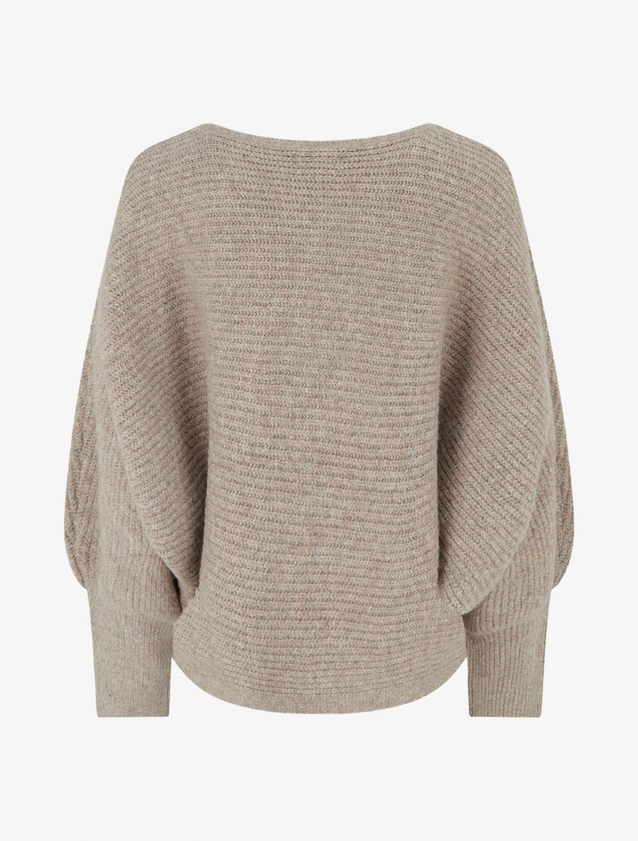Oversized Ribbed Knit Boatneck Sweater