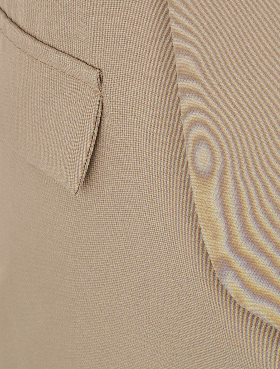 Straight Blazer with Shoulder Pads - Taupe