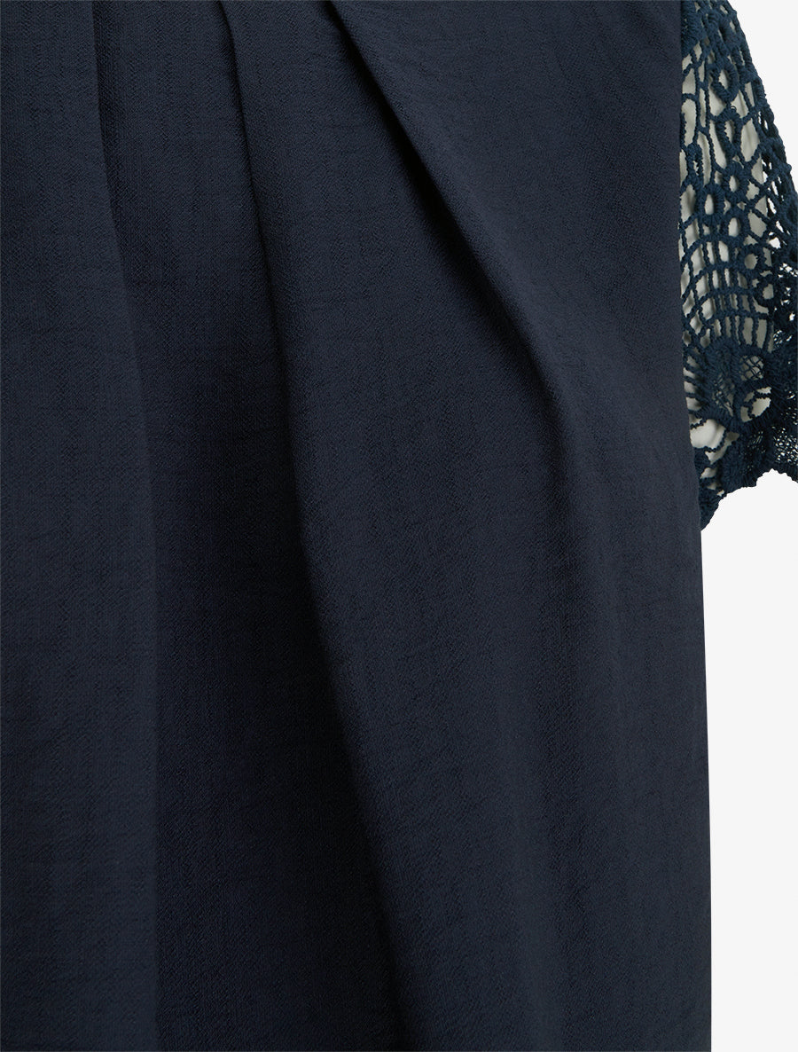Fluid Top with Pleated Neckline